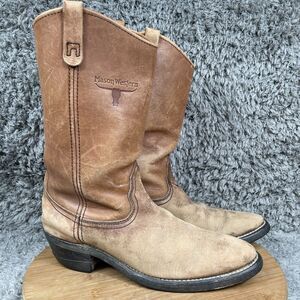 Vintage 80s Mason Western Leather Cowboy Boots Men's 8 Distressed
